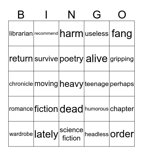 Reading books Bingo Card