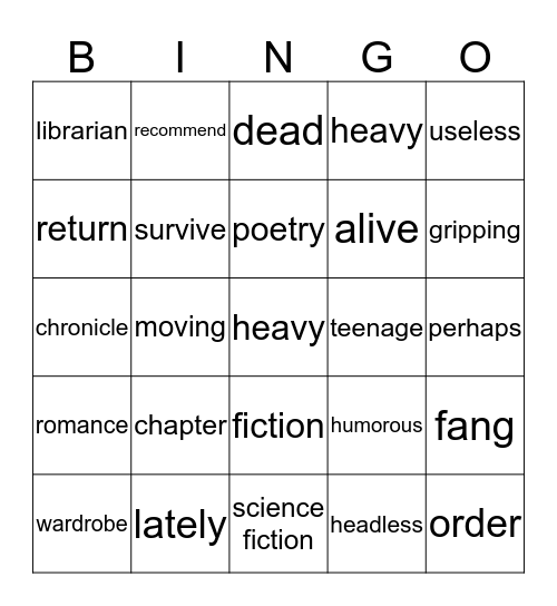 Reading books Bingo Card