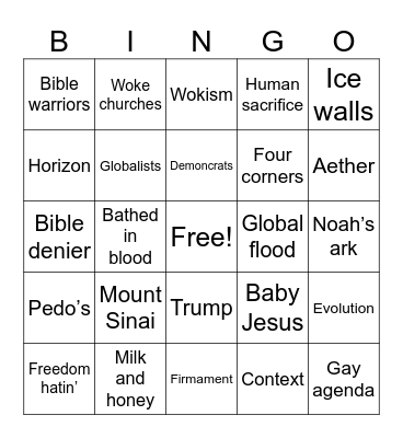 Flat Earth Debate Bingo Card