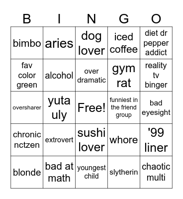 kc bingo Card