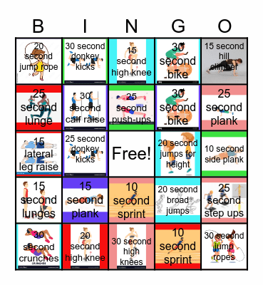 Fitness Bingo (High Intensity) Bingo Card