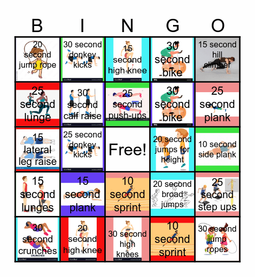 Fitness Bingo (High Intensity) Bingo Card