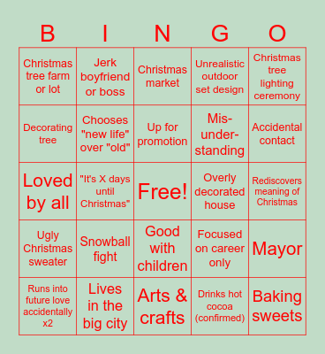 Hallmark Christmas Movie Bingo Card