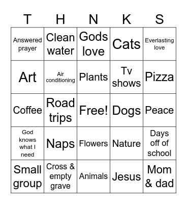 Thankful BINGO Card