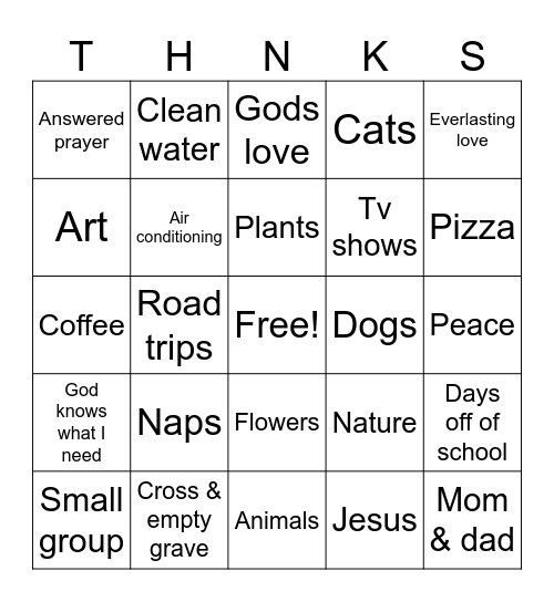 Thankful BINGO Card