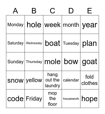 unit3 Bingo Card