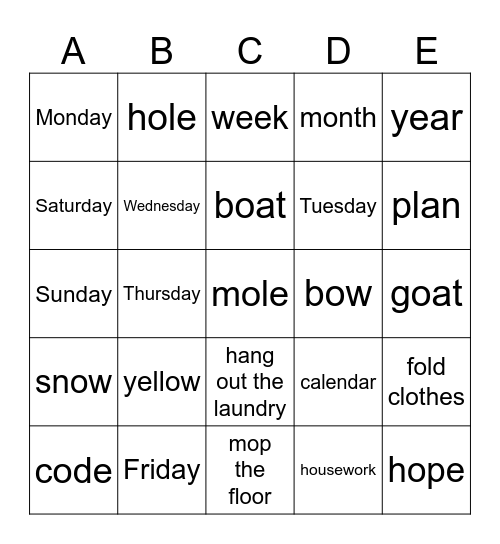 unit3 Bingo Card