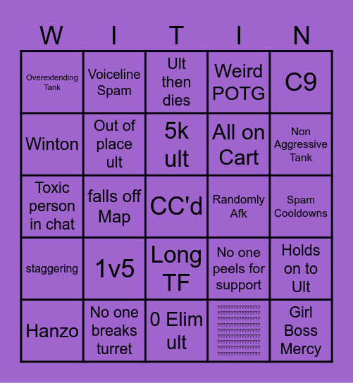 Overwat Bingo Card