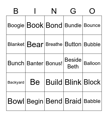 Beth's Birthday Blackout Bingo Card