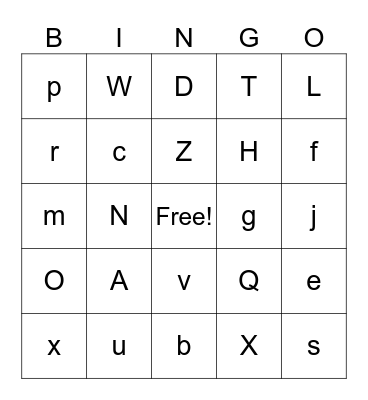Alphabet Bingo Card