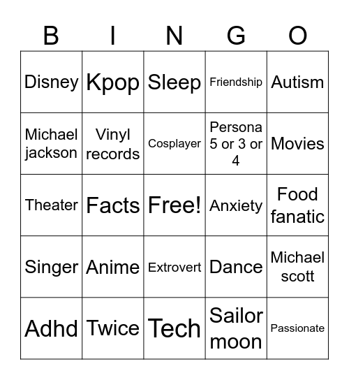 Jeremy bingo Card