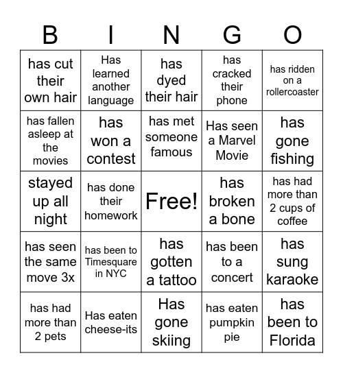 Untitled Bingo Card