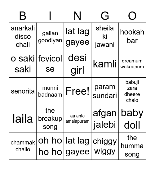 Diwali Bingo Card