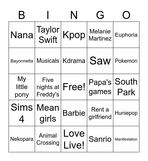 MY HYPERFIXATIONS ♛ Bingo Card