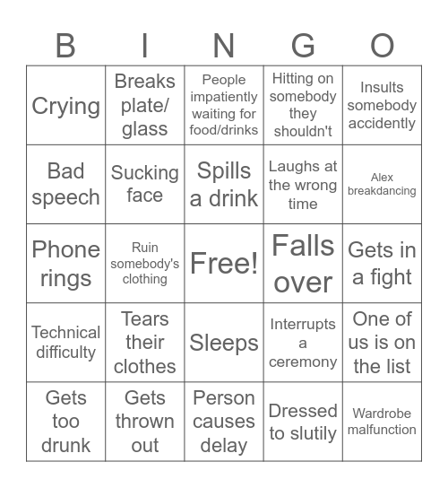 Wedding Bingo Card