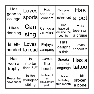 Find Someone Who... Bingo Card