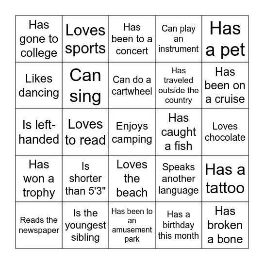 Find Someone Who... Bingo Card