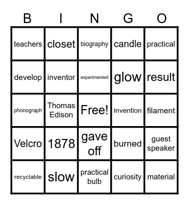 M2 Unit 4 Bingo Card