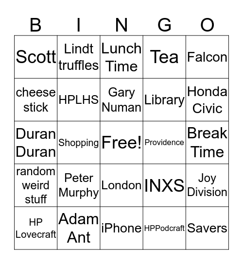 Gwen Bingo Time Bingo Card