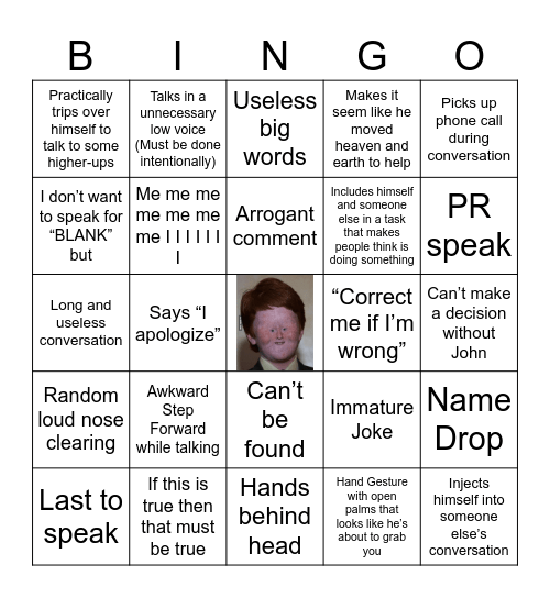 Big Man Bingo Card