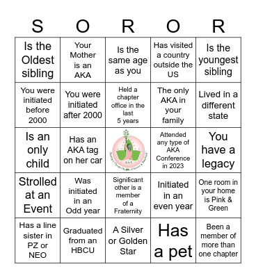 PI ZETA AND NU EPSILON OMEGA Bingo Card