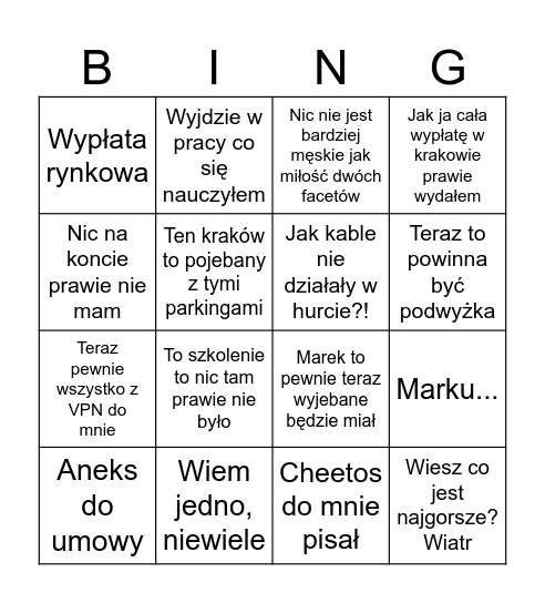 Konrad Bingo Card
