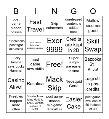 SMRPG Bingo Card