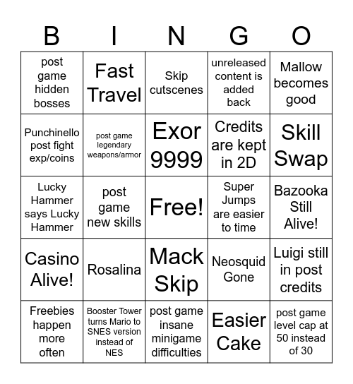 SMRPG Bingo Card