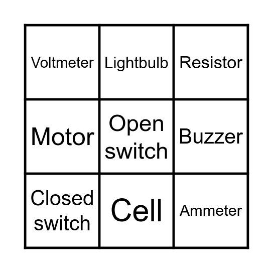 Circuit symbol bingo Card