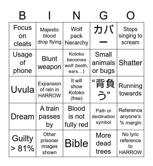 Deep Cover Bingo Card