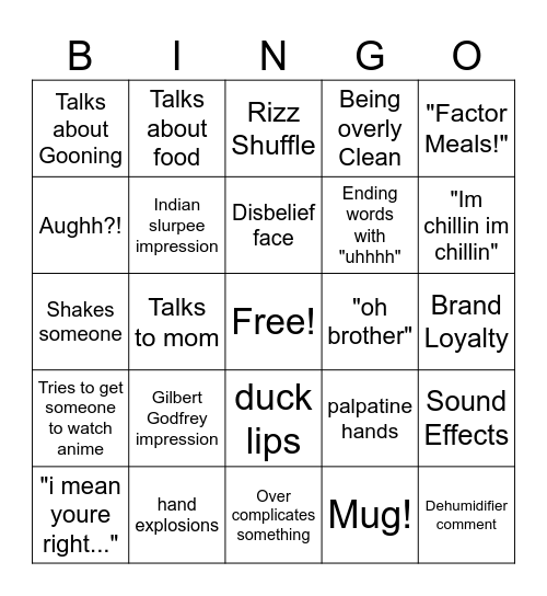 Spencer Bingo Card