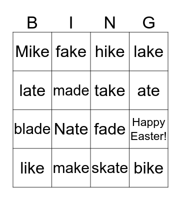 Happy Easter:) Bingo Card