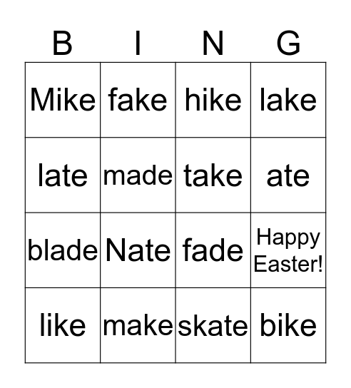 Happy Easter:) Bingo Card