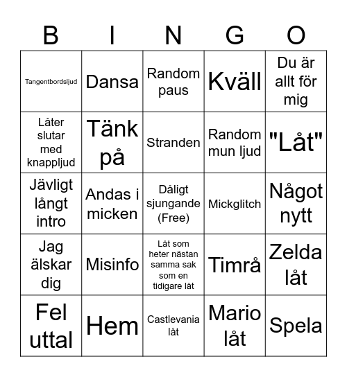 Mikael Bengtsson Bingo Card