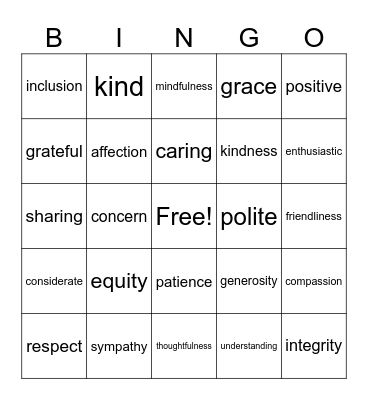 Kindness Day BINGO Card