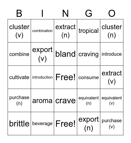 Wordly Wise Lesson 2 Bingo Card