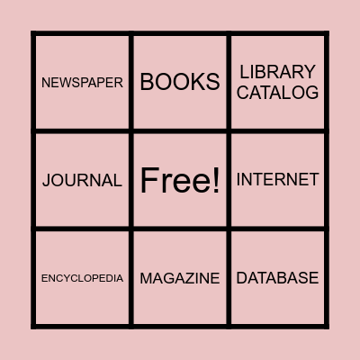 INFORMATION SOURCES Bingo Card