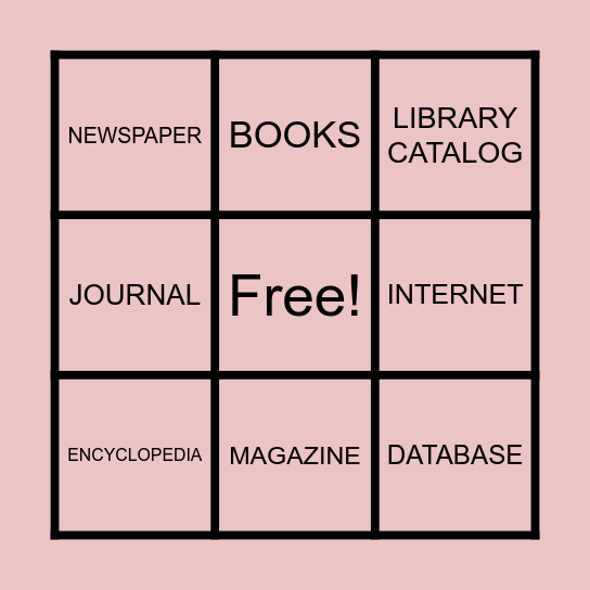 INFORMATION SOURCES Bingo Card