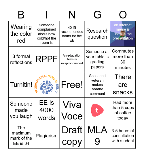 Extended essay Bingo Card