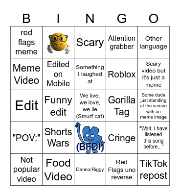 Youtube Shorts Bingo 2 Bingo Card