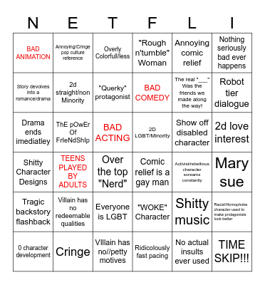 New Netflix Show Bingo Card