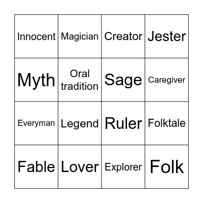 Archetype Loteria Bingo Card