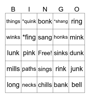 Glued sounds and review Bingo Card