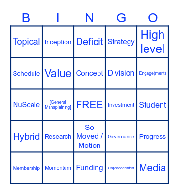 ANS Board Meeting Bingo Card