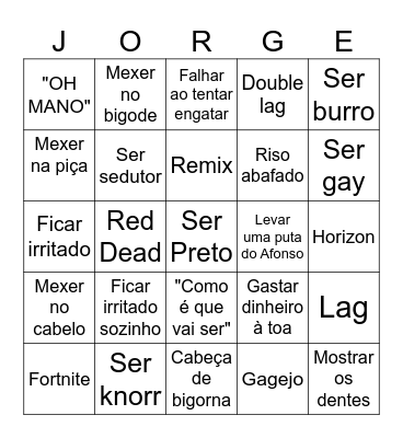 Jorge Bingo Card