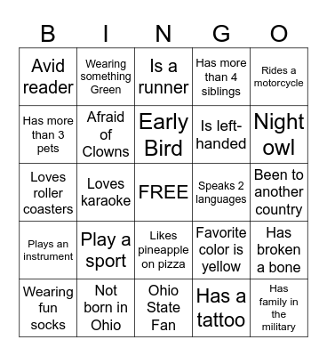 COMPASS BINGO Card