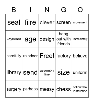 Impact 0 Bingo Card