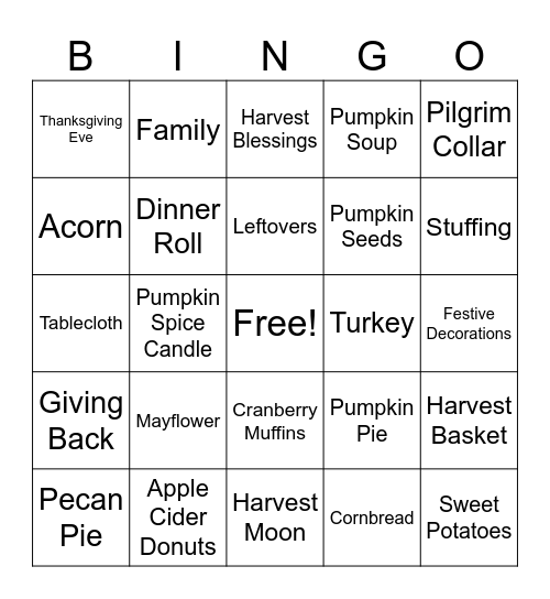 Thanksgiving Bingo! Bingo Card