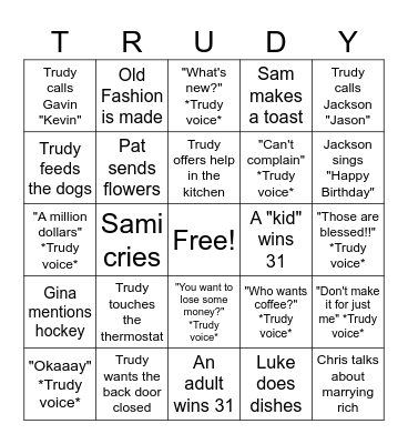 Thanksgiving Bingo Card