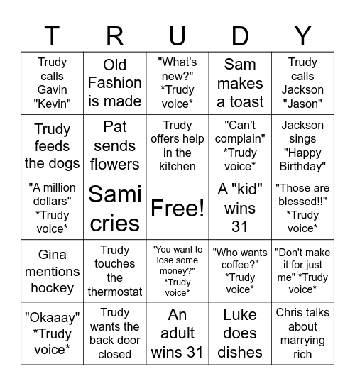 Thanksgiving Bingo Card